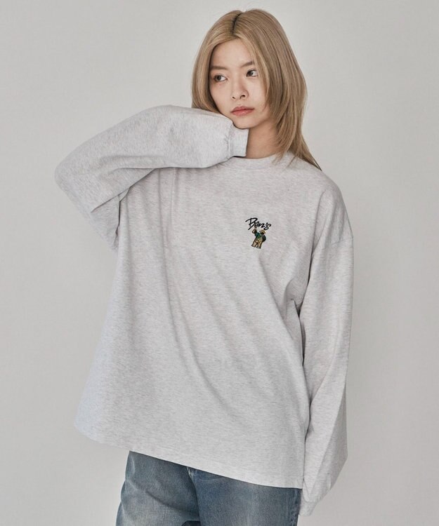 WEGO 【ユニセックス着用ITEM】別注BENDAVISワンポイントT（LS） アッシュグレー