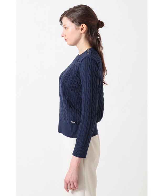 DAKS ミックスケーブル ニットプルオーバー（無撚コットン） ネイビー