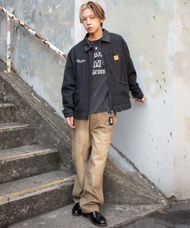 WEGO 【ユニセックス着用ITEM/MLサイズ展開】ワーカーズZIPデニムジャケット デニムブラックソノタ