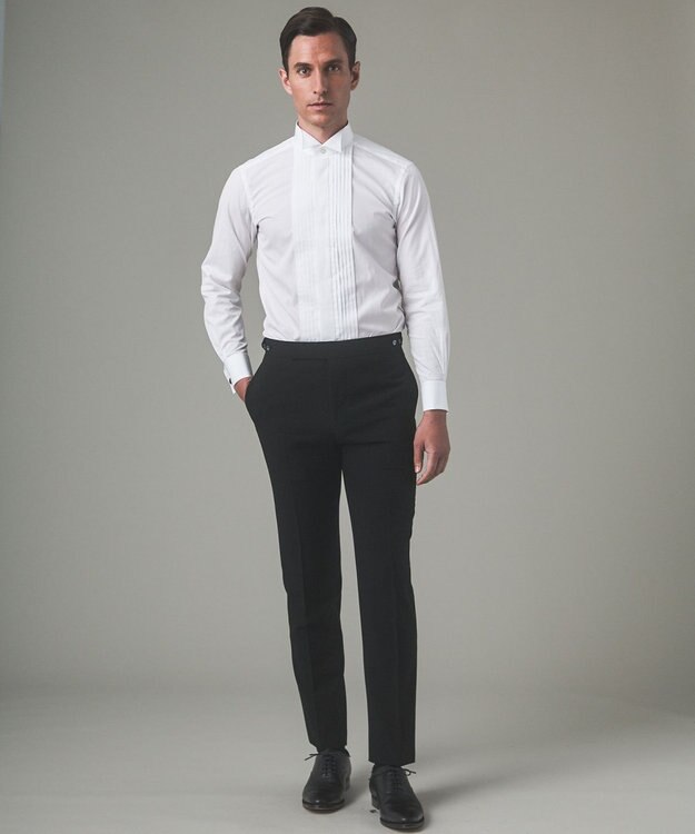 GOTAIRIKU 【WEAR BLACK】ブザム比翼ウィングカラー ドレスシャツ ホワイト系