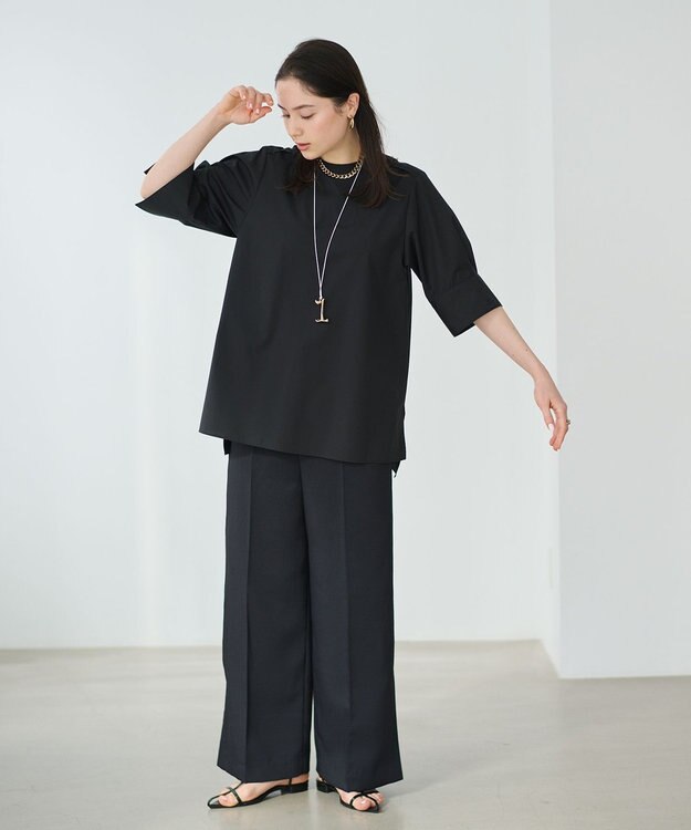 #Newans 【ANSWER for アクセサリーLOVER】ロングスリットワイドパンツ ブラック系