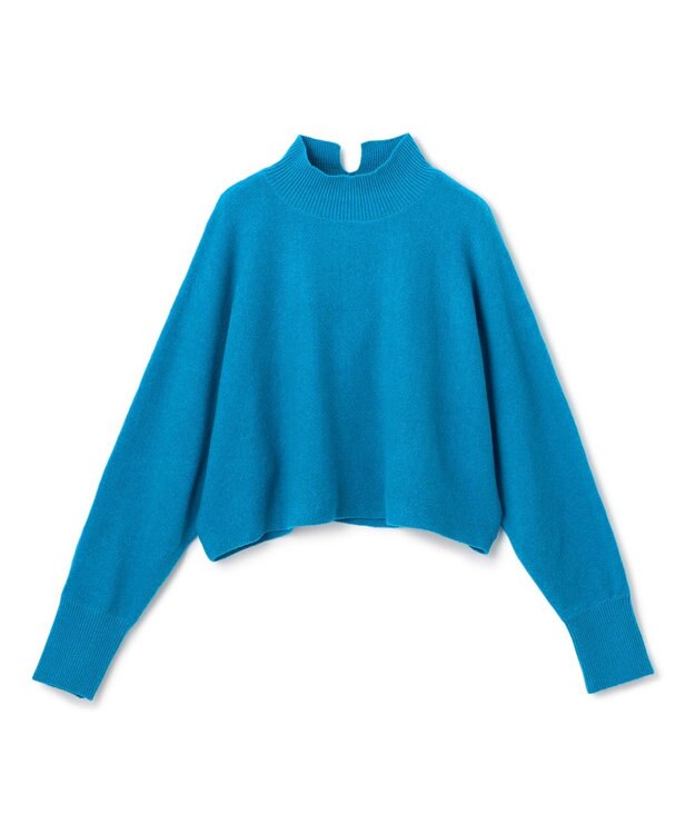 UNFILO ふわふわニット クロップドハイネック ブルー