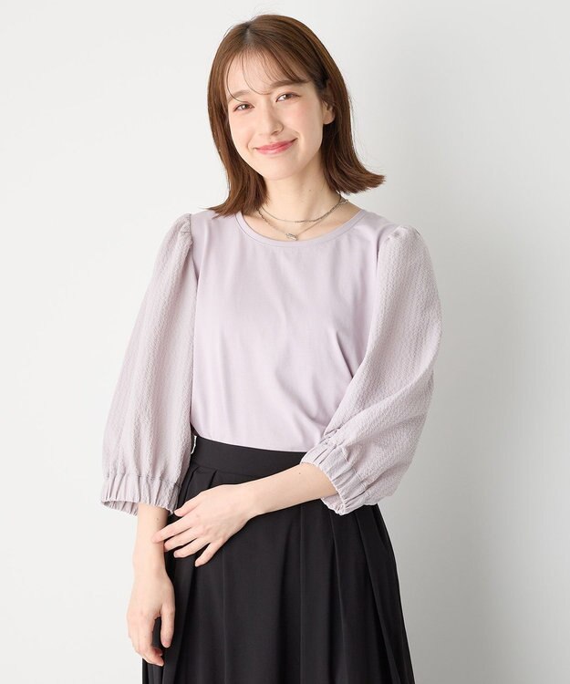 ANY 布帛コンビプルオーバー グレー