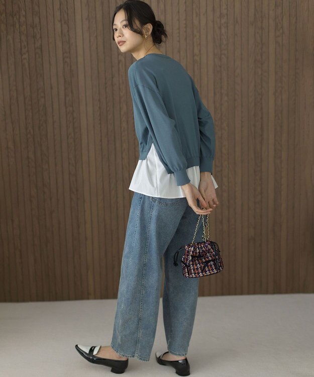 組曲 S ストレッチクリアドッキング ニットプルオーバー チャコールブルー系