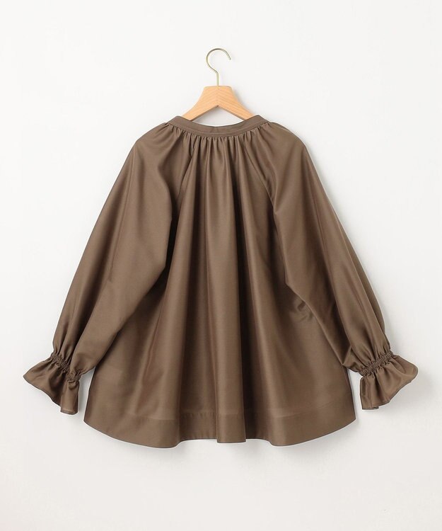 組曲 S 【洗える・涼感】シアーボイルギャザー ブラウス ダークブラウン系