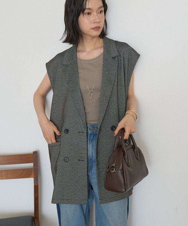 AMERICAN HOLIC テーラードミドル丈ジレ Mix