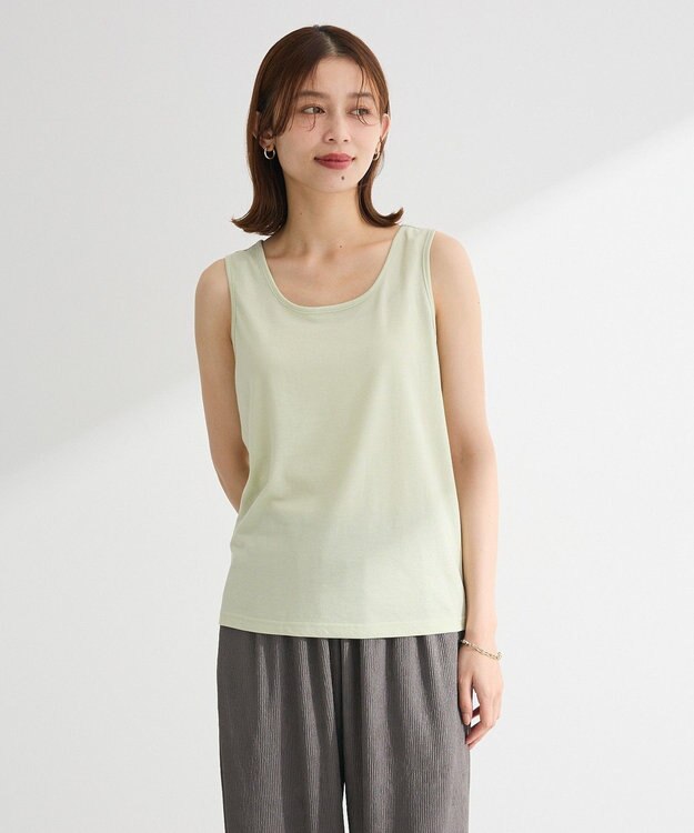 Green Parks ＳＥＴ２点マジョリカシャーリングブラウス＋タンク Light Green