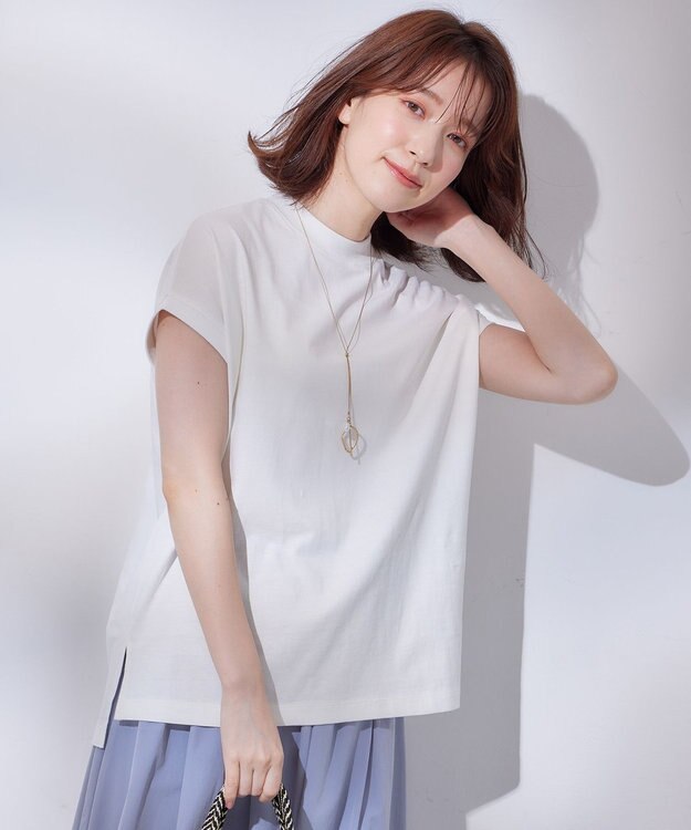 ANY L モックネックフレンチスリーブプルオーバー オフ