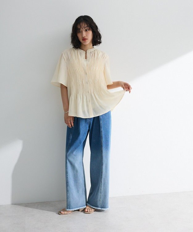 Green Parks ＳＥＴ２点マジョリカシャーリングブラウス＋タンク Light Green