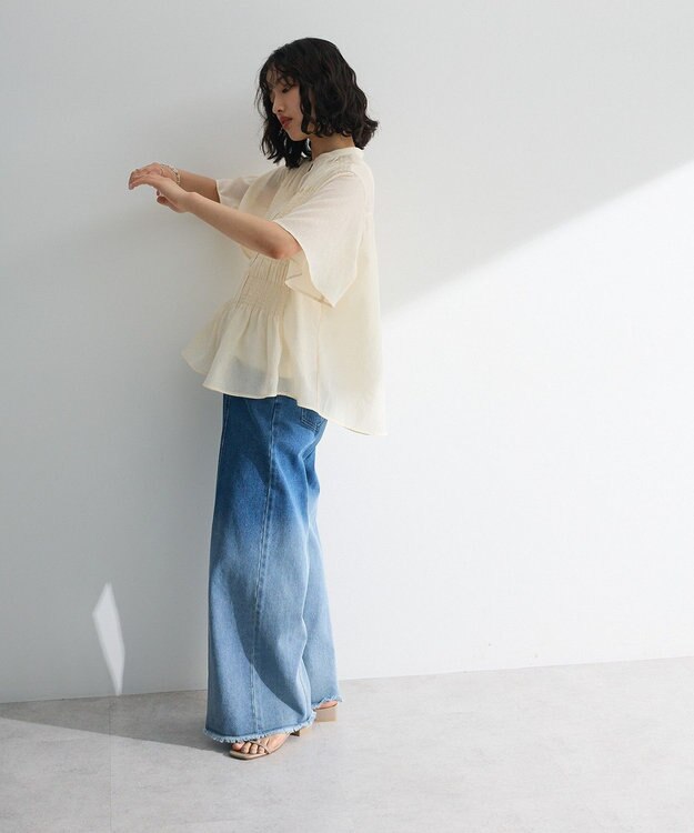 Green Parks ＳＥＴ２点マジョリカシャーリングブラウス＋タンク Light Green