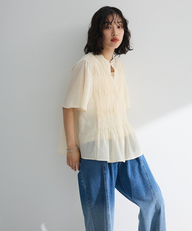 Green Parks ＳＥＴ２点マジョリカシャーリングブラウス＋タンク Light Green