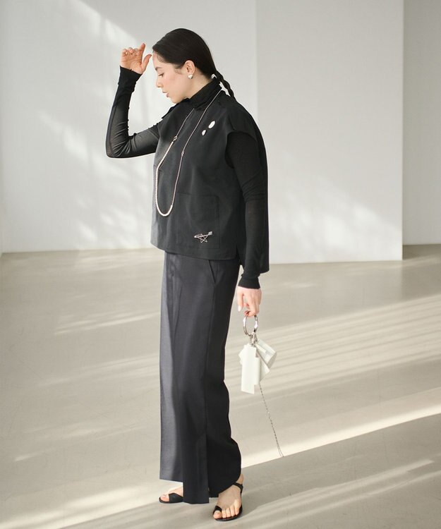 #Newans 【ANSWER for アクセサリーLOVER】ロングスリットワイドパンツ ブラック系