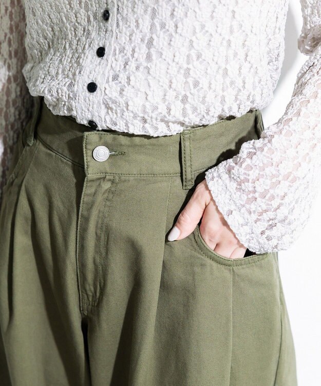 Green Parks チノタックワイドパンツ Khaki