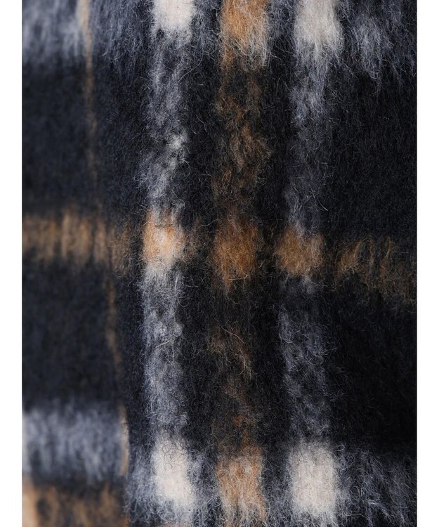 AMERICAN HOLIC チェックコクーンミディコート Check Navy