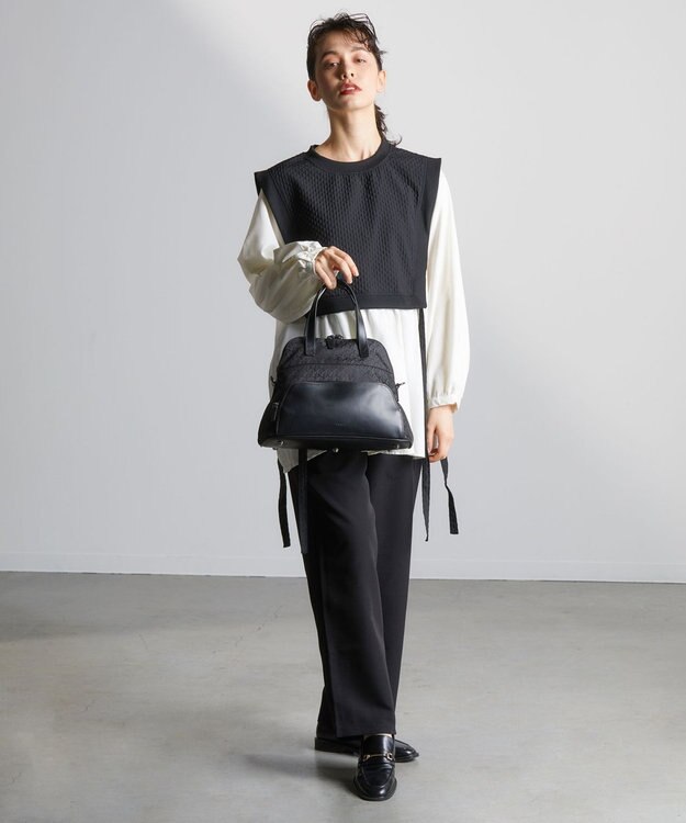 Y'SACCS モノグラムジャカード　ハーフムーン2WAYトート ブラック