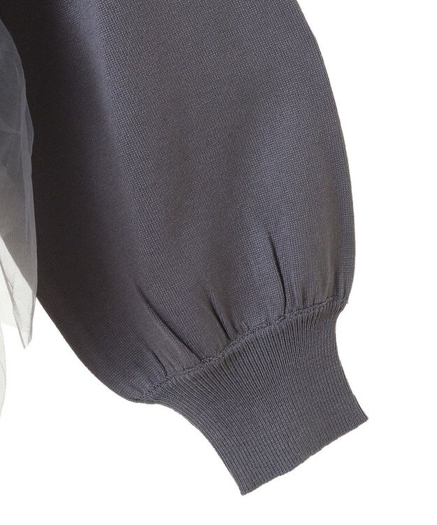 earth music&ecology チュールヘムニットプルオーバー Charcoal Gray