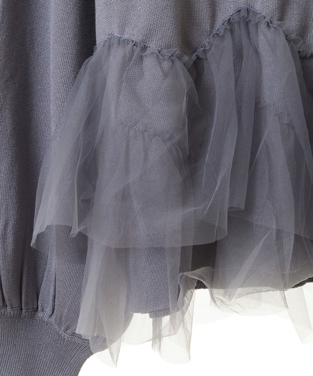 earth music&ecology チュールヘムニットプルオーバー Charcoal Gray