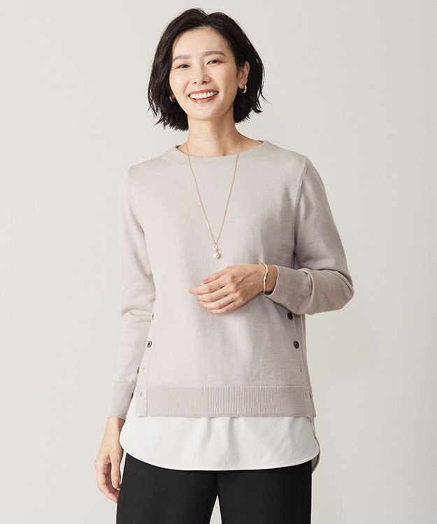 J.PRESS LADIES CLEAR LIGHT WOOL ボートネック ニット ベージュ系
