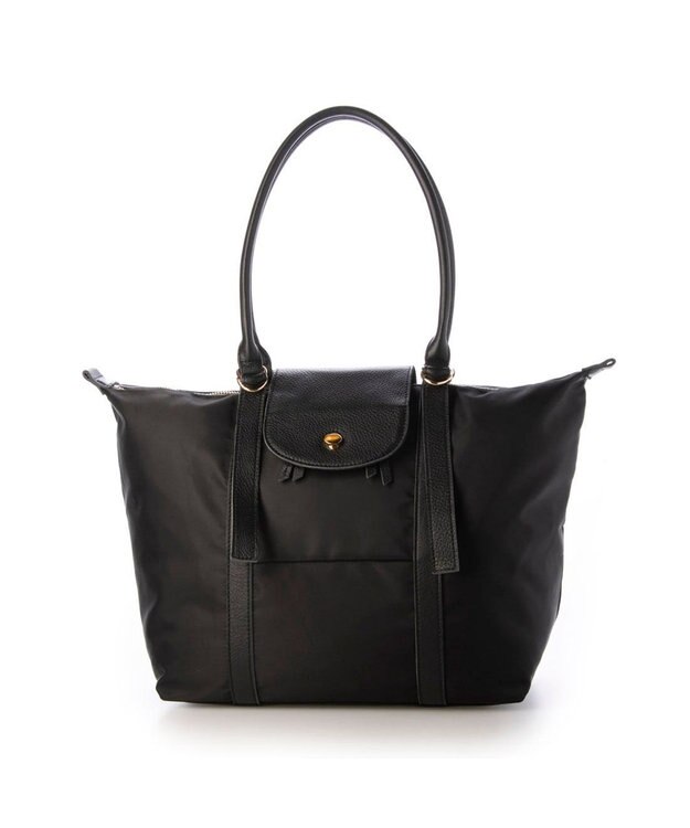 UNBILLION ペルケ perche / ナイロン×牛革かぶせジェムストーントートバッグ ブラック