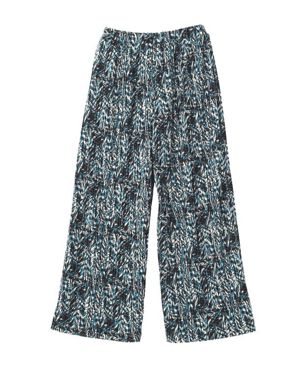 Green Parks セルフカットプリーツ柄パンツ Blue