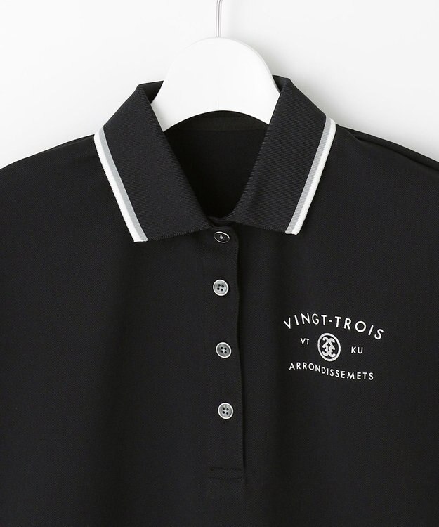 23区GOLF 【WOMEN】遮熱エイトムーブポロ　フレンチスリーブ ブラック系