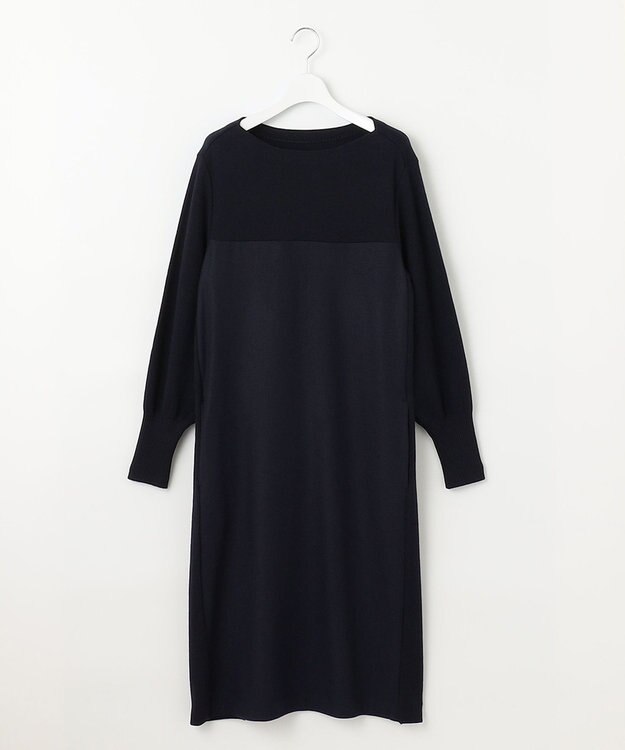 自由区 ウールニットコンビジャージー ワンピース ネイビー系