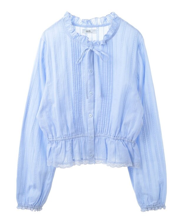 earth music&ecology ピンタックフリルブラウス Sax