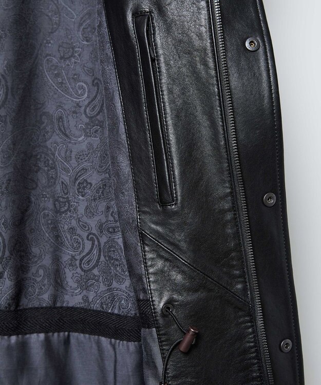 JOSEPH ABBOUD ベジタブルラムスキンレザーコート ブラック系