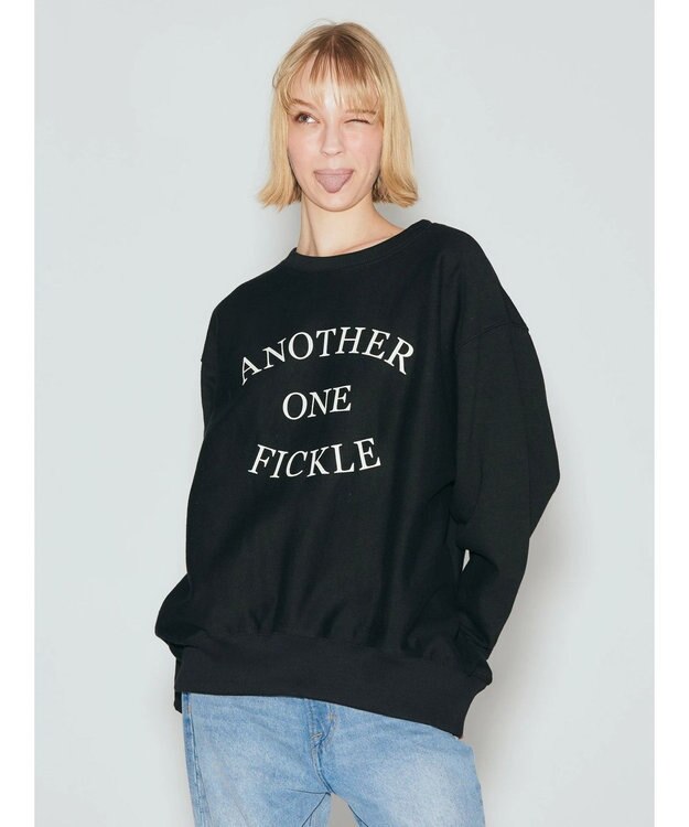 AMERICAN HOLIC ネップ裏毛ロゴスウェット Black