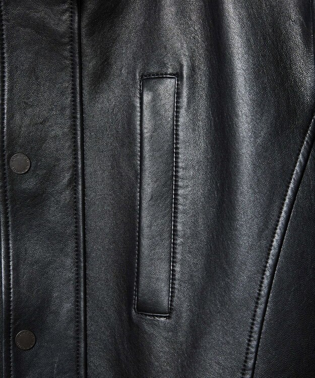 JOSEPH ABBOUD ベジタブルラムスキンレザーコート ブラック系