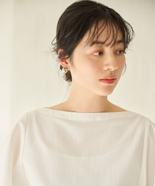 #Newans 【撥水】ボートネックリラクシーシャツ ホワイト