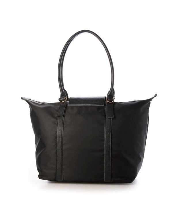 UNBILLION ペルケ perche / ナイロン×牛革かぶせジェムストーントートバッグ ブラック