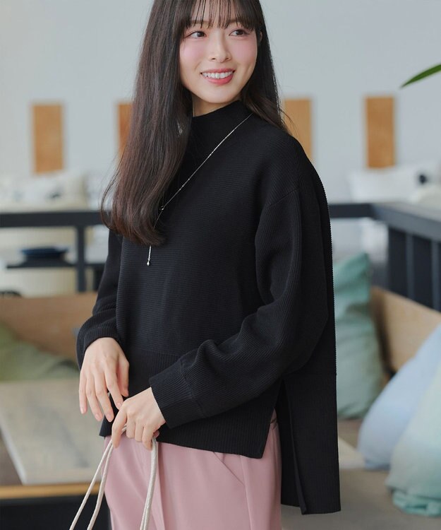 Tiaclasse 【2点セット】ニットトップス＋スカートセットアップ ブラック