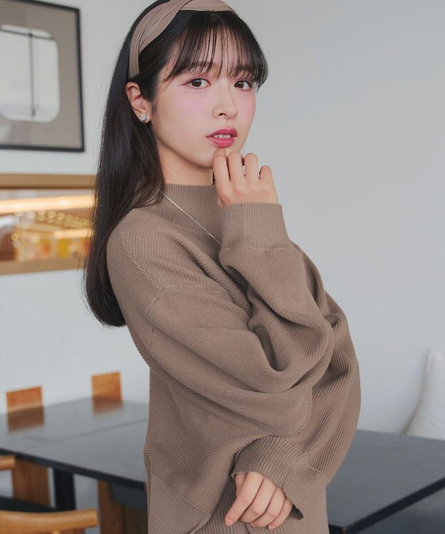 Tiaclasse 【2点セット】ニットトップス＋スカートセットアップ モカ