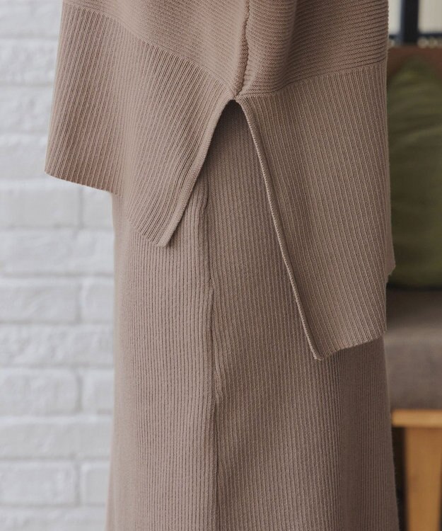 Tiaclasse 【2点セット】ニットトップス＋スカートセットアップ モカ