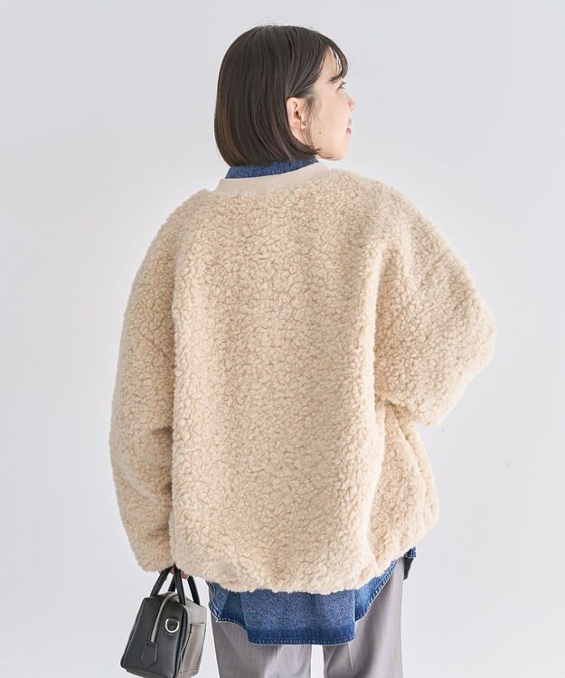 Green Parks Ｖネックボアカーディジャケット Ecru