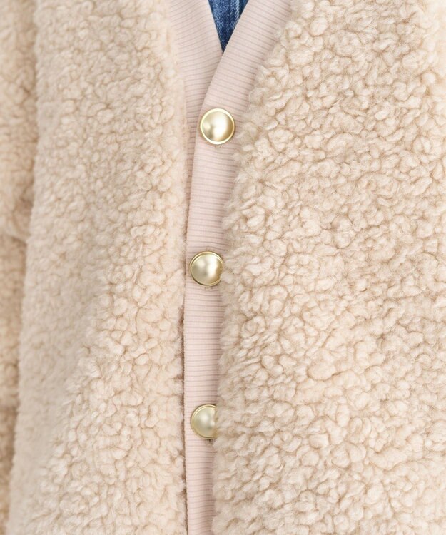 Green Parks Ｖネックボアカーディジャケット Ecru