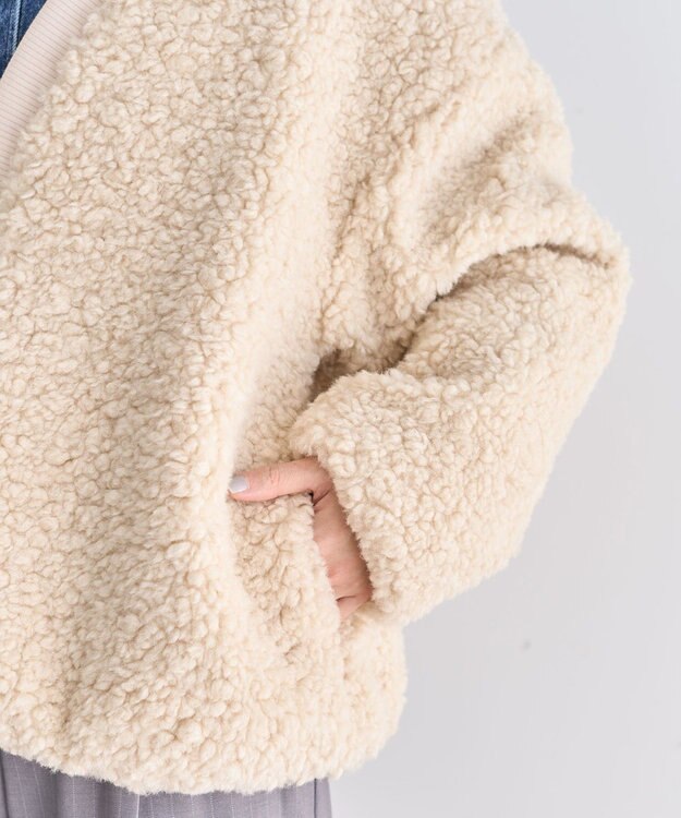 Green Parks Ｖネックボアカーディジャケット Ecru