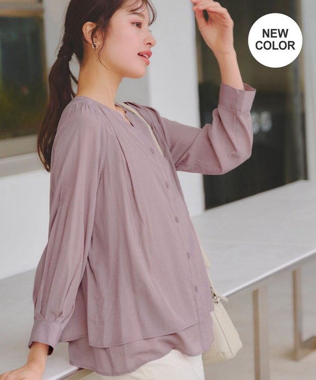 Tiaclasse 【新色追加・洗える】重ねヘムタックブラウス ピンク