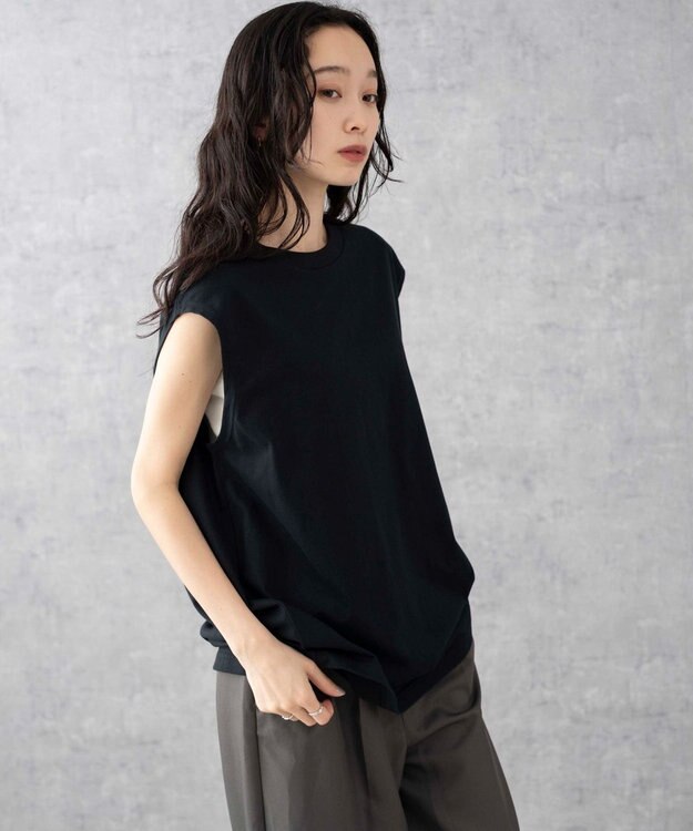 WEGO 【5色3サイズ展開/ユニセックス着用ITEM/洗える/綿100%】スリーブレスコットンT ブラック