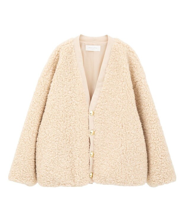 Green Parks Ｖネックボアカーディジャケット Ecru