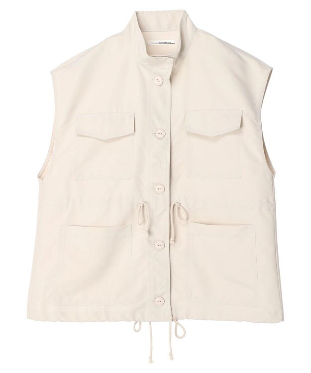 Green Parks ・ＥＬＥＮＣＡＲＥ　ＤＵＥスタンドカラーミリタリーベスト Ivory