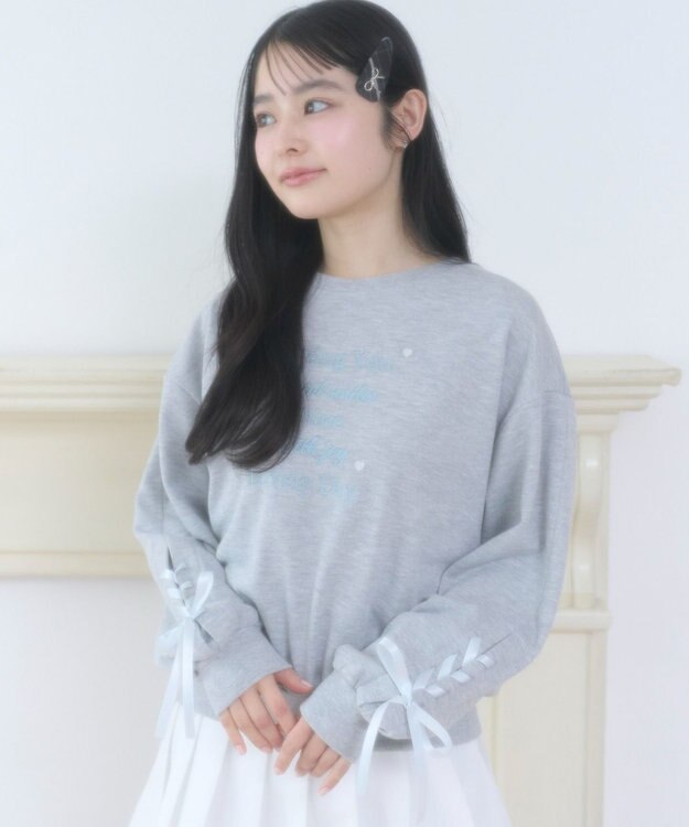 WEGO レースアップリボンスウェット 杢グレー