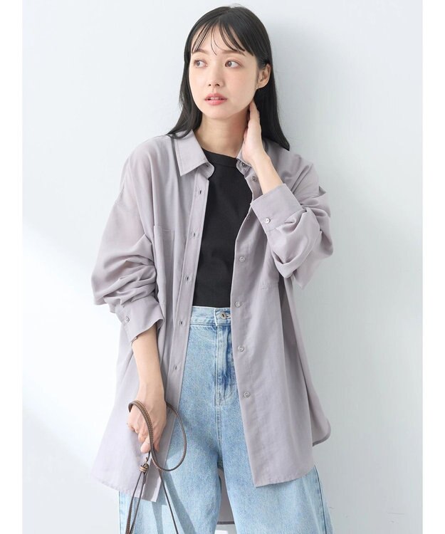 earth music&ecology ウ゛ィンテージボタンフロントポケットシャツ Light Gray