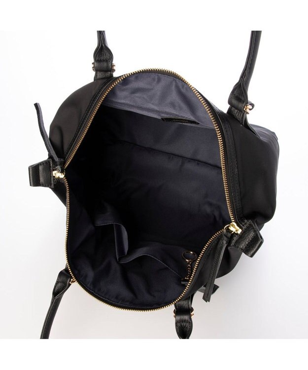 UNBILLION ペルケ perche / ナイロン×牛革かぶせジェムストーントートバッグ ブラック