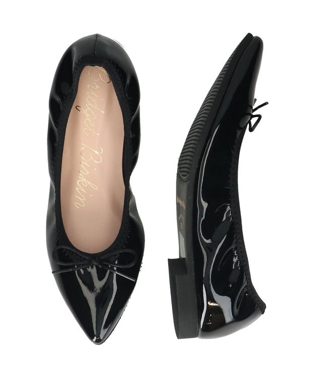 Bridget Birkin ＜抗菌消臭＞【Bridget Birkin】ポインテッドデイリーバレエシューズ ブラックエナメル