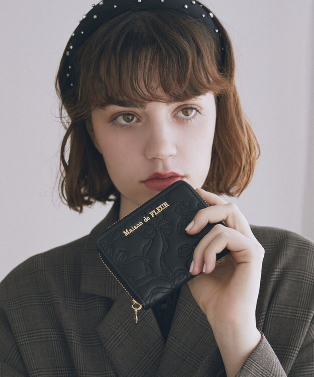 Maison de FLEUR リボンキルティングフラグメントケース Black