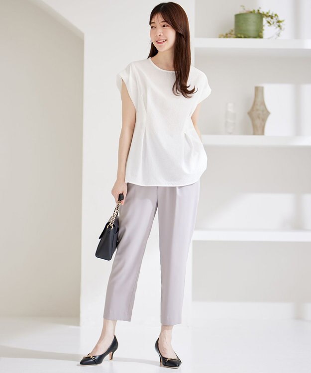 ANY SIS L 【洗える】カラミタンブラータック ブラウス オフ