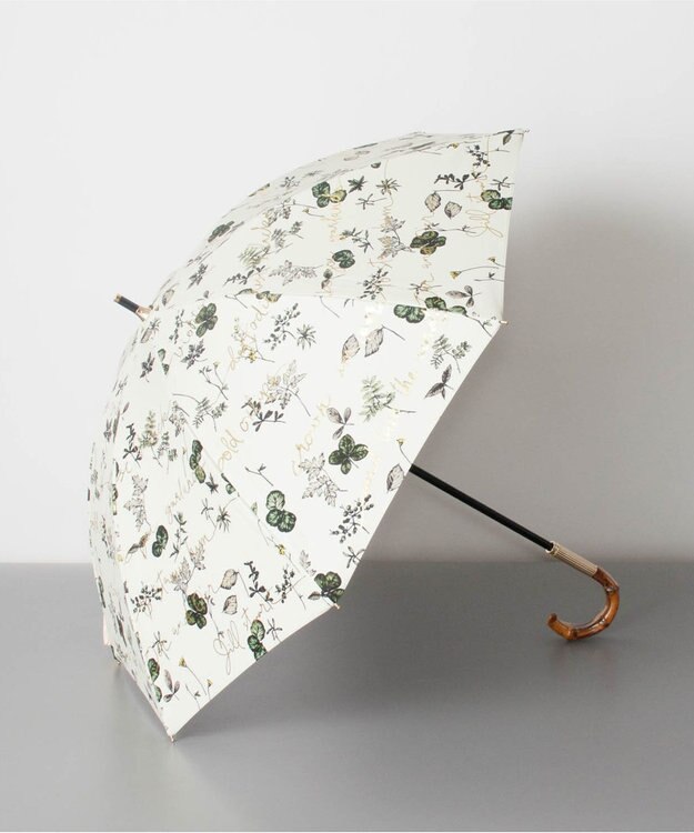 AURORA JILL STUART ジル スチュアート 晴雨兼用一段スライド傘 (ボタニカル柄) ライトグリーン