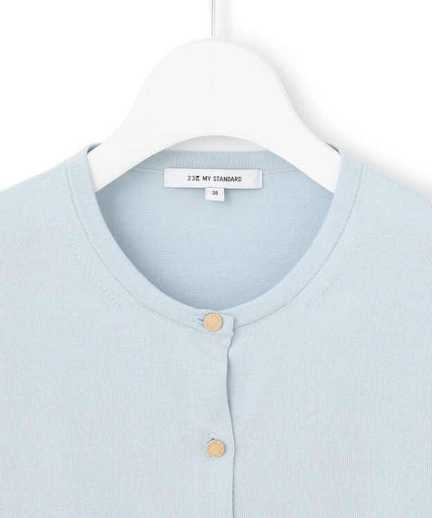 23区 L 【アンサンブル対応/洗える】プレミアム コットン カーディガン スカイブルー系